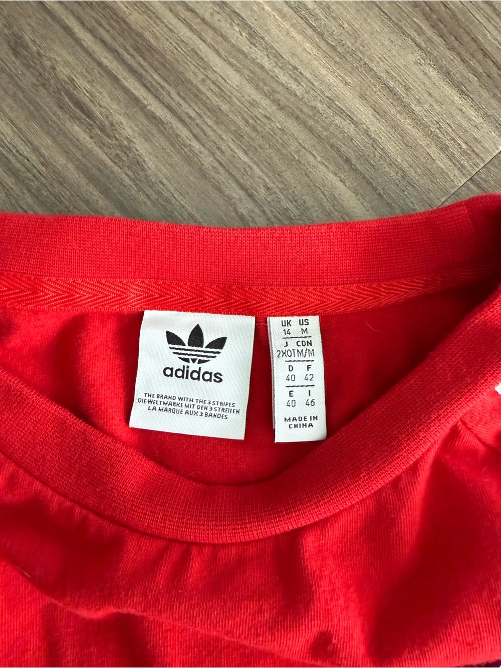 Women’s Medium adidas Red Long-Sleeve Three-Stripe Crew Dress - Picture 6 of 6